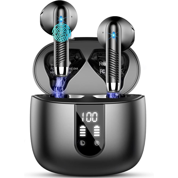 Trådløse ørepropper, Bluetooth 5.3-hodetelefoner NYE trådløse hodetelefoner med 4 ENC-mikrofoner, 56H Bluetooth-øretelefoner i øret Støyreduksjon dypbass