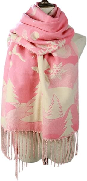 Juletema Shawl Sjal - Efterår & Vinter (pink)