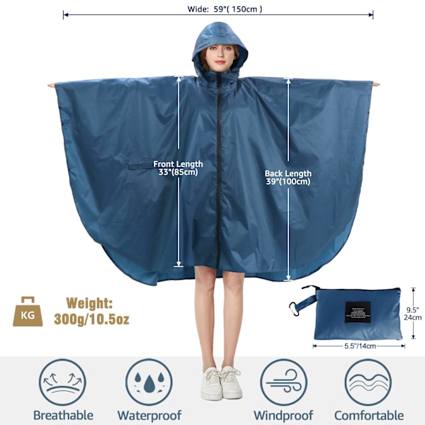 Vedenpitävä pyöräilyponcho, hupullinen sadetakki, kevyt ja kannettava