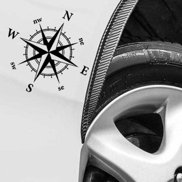 2 kpl Kompassi Auton Tarrat Vedenpitävä Vinyyli Tarrat Kaikille Matkailuautoille Kuorma-auto Pakettiauto Auton Puskurin Tarra 15cm*15cm Matta Musta