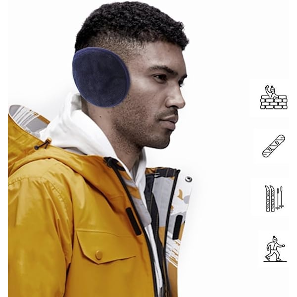 Öronmuffar för män och kvinnor Klassiska fleece Unisex Varma vinterhörselkåpor (Blå)