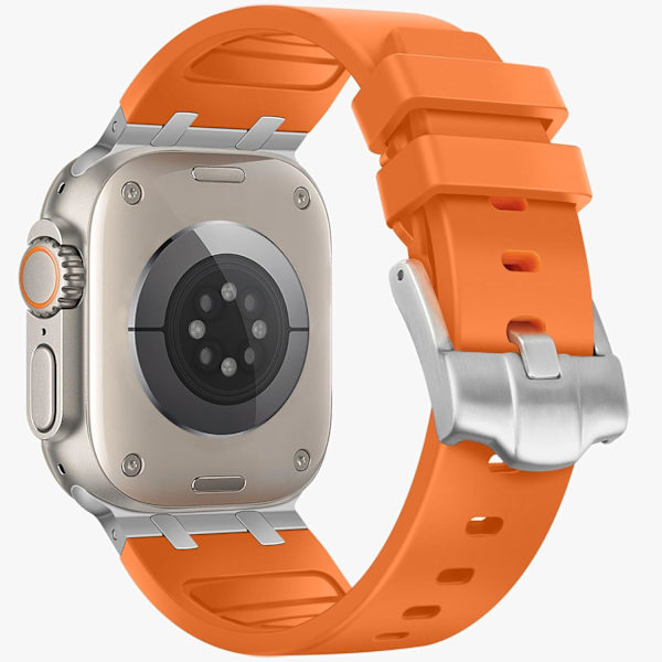 Yhteensopiva Apple Watch Ultra -hihnan kanssa 38 mm 40 mm 41 mm, Nestemäinen silikoninen ranneke ruostumattomasta teräksestä valmistettujen adapterihihnojen kanssa, suunniteltu Apple Watchille