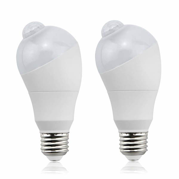 5W E27 LED-pære med PIR-bevegelsessensor (2 stk., varm hvit 3000K)