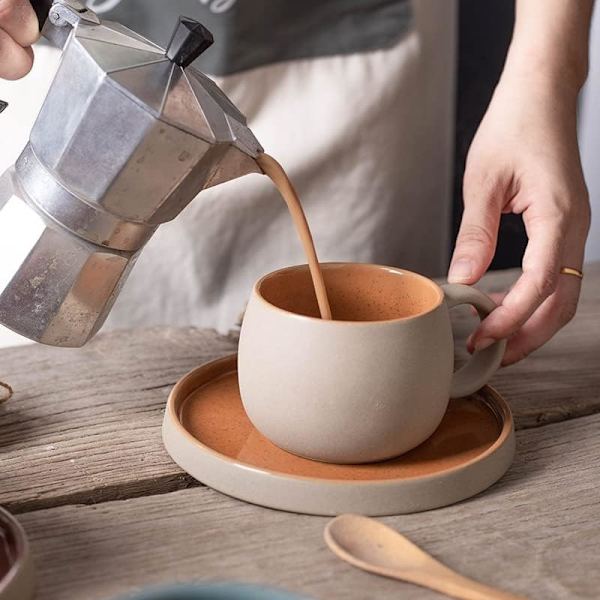 Eksklusivt håndlaget keramisk sett kaffekrus High-End kontor ettermiddagste dessert underkopp blomster tekopp