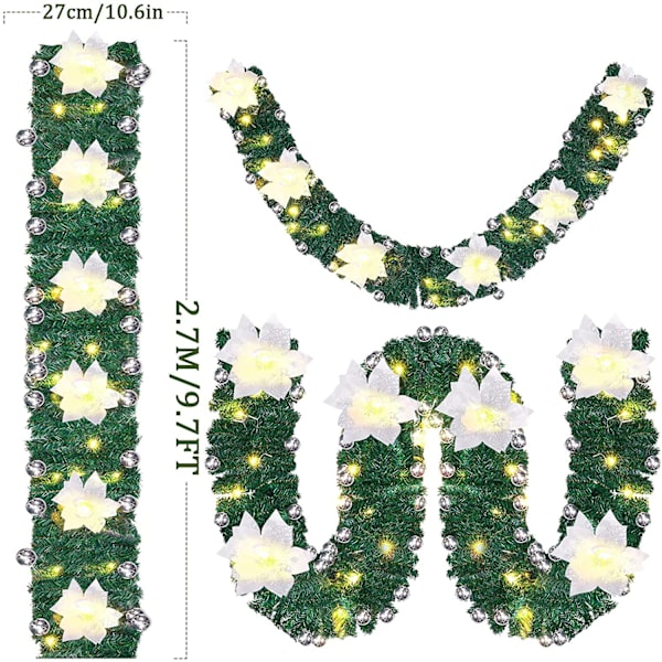 Juleguirlande med LED-lys, 2,7 m (9 fod)