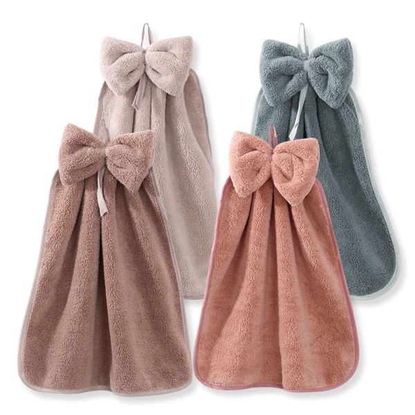 4 stk. hængende håndklæder med butterfly, koralfløjl mikrofiber