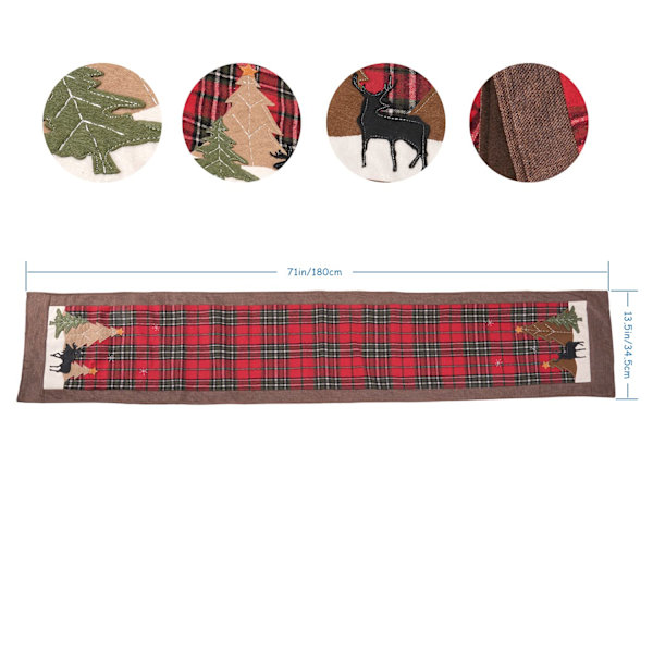 Joulupöydän juoksijat, puu- ja peurapöydän juoksija, 14 x 71 tuumaa
