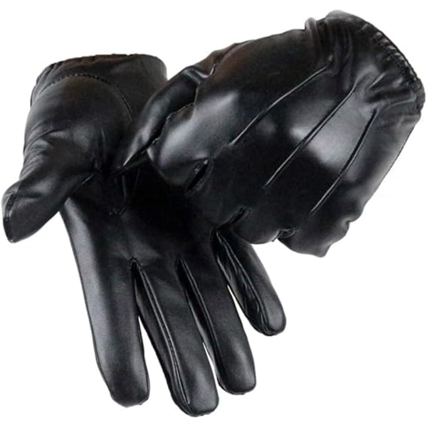 Läderhandskar för män Vinterhandskar med pekskärm med Thinsulate inre fleece svarta konstlädervantar