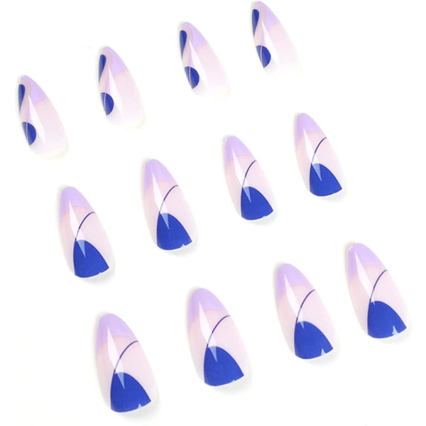 24 kpl lyhyet tekonkynnet, Almond By Design Nails, kiiltävät ranskalaiset tekonkynnet lyhyet, akryyliset tekonkynnet liimalla