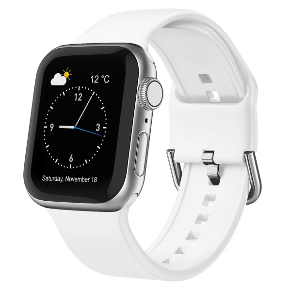 Kompatibel med Apple Watch remmar, Ersättningsremmar för sportarmband i mjuk silikon, med klassiskt spänne, Lämplig kompatibel med Iwatch Series Se