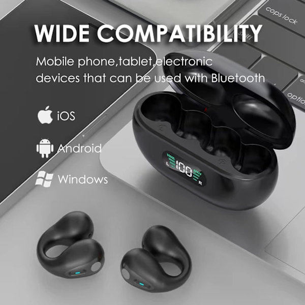 Åpne øre beinledning ørepropper Åpne øre hodetelefoner Trådløse Bluetooth beinledning øretelefoner Treningssport Løping Trening Ørepropper
