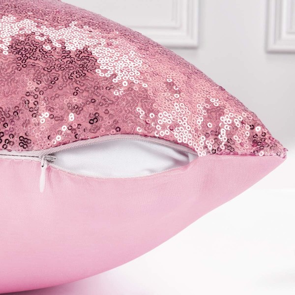 Set med 2 sjöjungfru paljettkuddfodral (rosa, 18x18\")