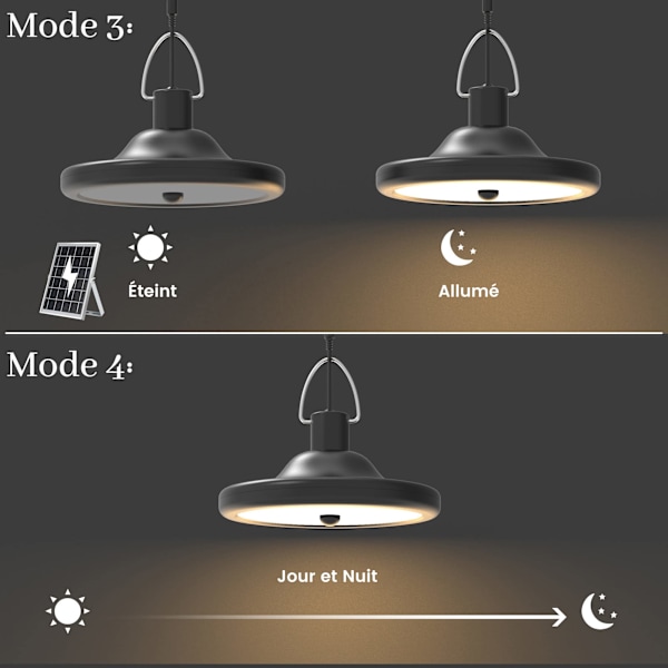 Udendørs solcellelampe, 4 lystilstande 6 lysstyrker, varmt hvidt
