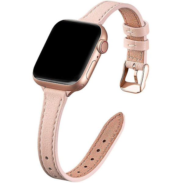 Kompatibel med Apple Watch-armband 38mm 40mm 41mm - Äkta ersättningsläderrem - Smalt och lätt band för Iwatch Series 7/6/5/4/3/2/1