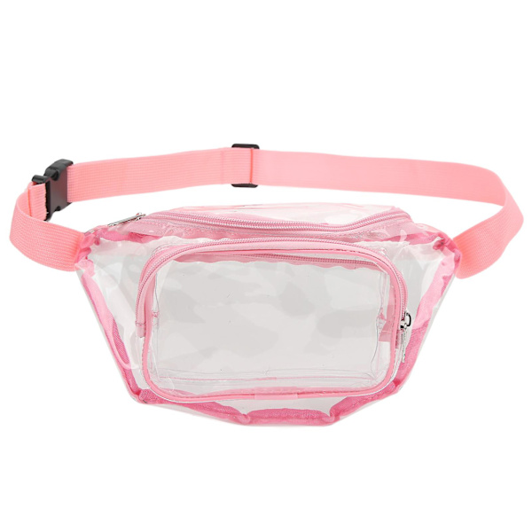 Rosa PVC Transparent Vattentät Midjeväska Bälte Väska för Resor