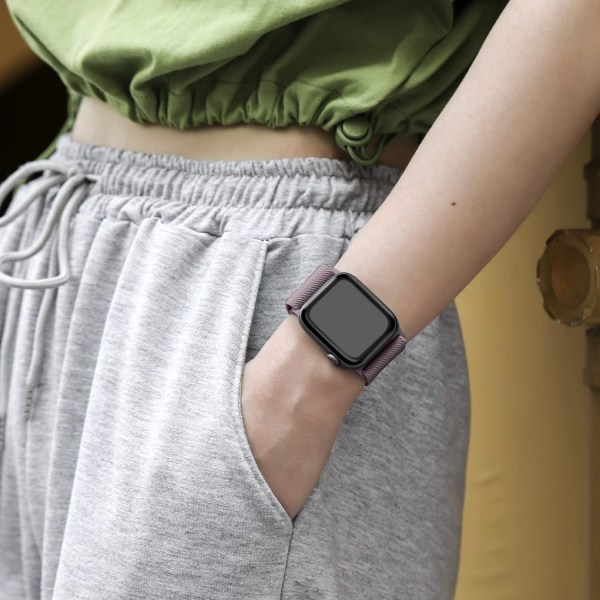 Loop-rem kompatibel med Apple Watch-rem, justerbar stretch-nylonflettet sportsrem til iWatch SE Series 9/8/7/6/5/4/3/2/1