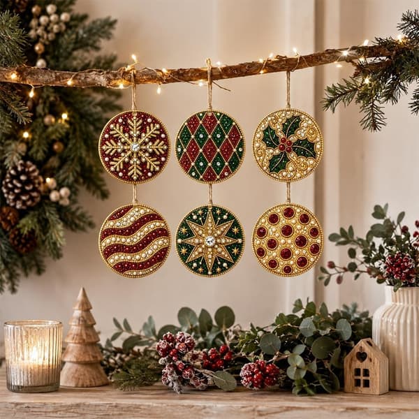 Juleperlepynt 6-pak DIY Diamond Art til voksne – Style 8