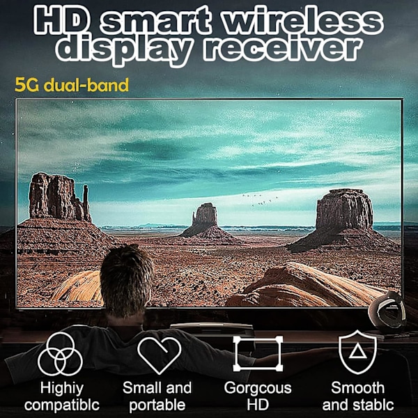 4K langaton HDMI-lähetin ja -vastaanotin, 5G langaton HDMI, HD-ääni- ja videostriimaussovitin, iOS Android Windows Mac -puhelin TV:seen/projektoriin/näyttöön