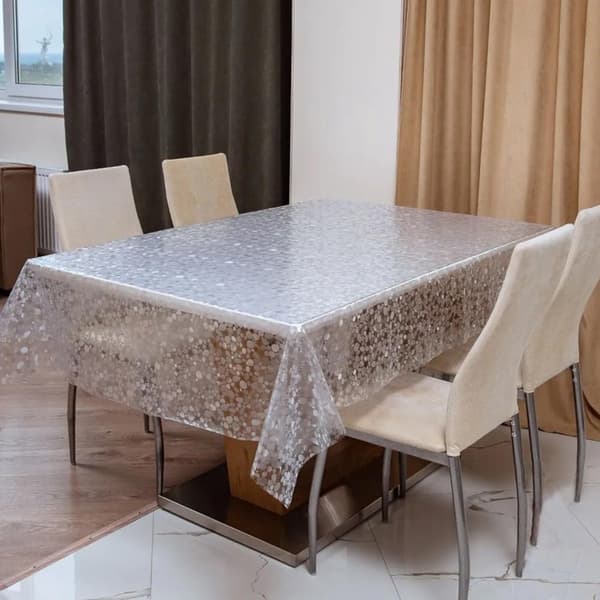Transparent rektangulär vaxduk 150*180cm - Återanvändbar plastduk, tvättbar för middagar, camping och bufféfester