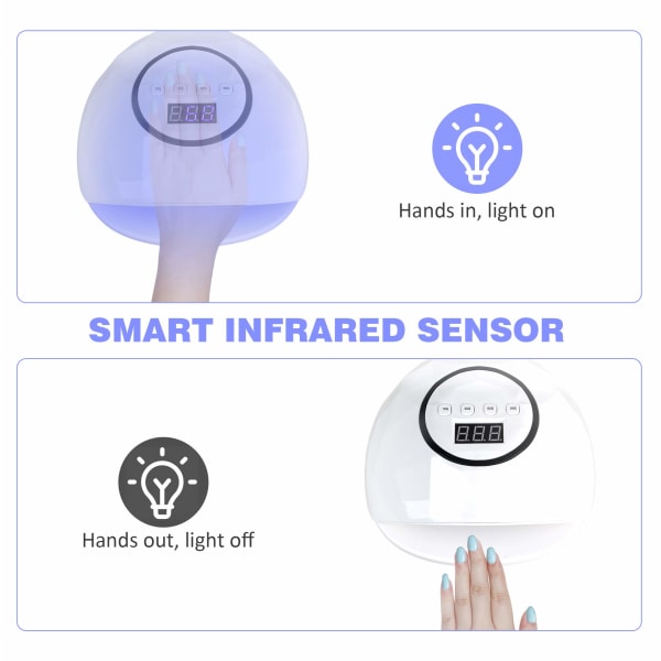 UV LED -kynsilamppu, nopeampi kynsien kuivaaja geelikynsilakoille, kynsien kovetuslamppu 4 ajastinasetuksella, automaattinen anturi, LCD-näyttö sormille ja varpaankynsiin