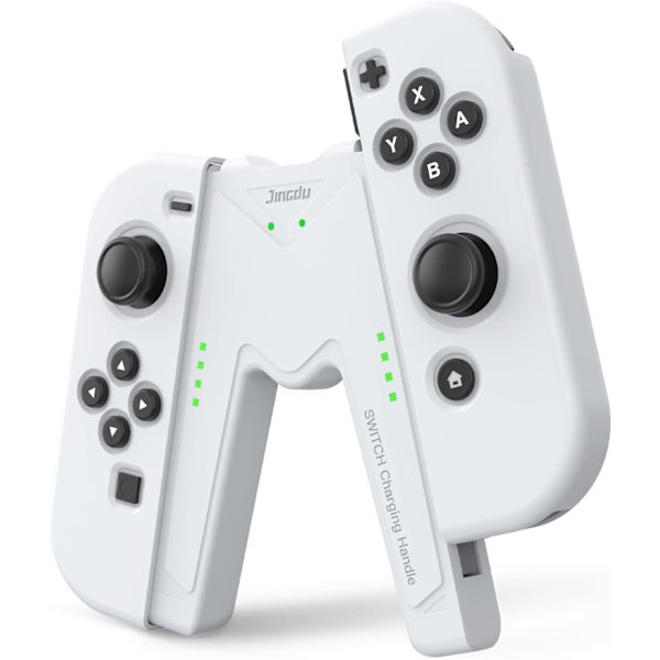 Laddningshandtag för Nintendo Switch/OLED, Laddningsjoystick, Bekvämt V-format spelgrepp med batteriindikatorer white