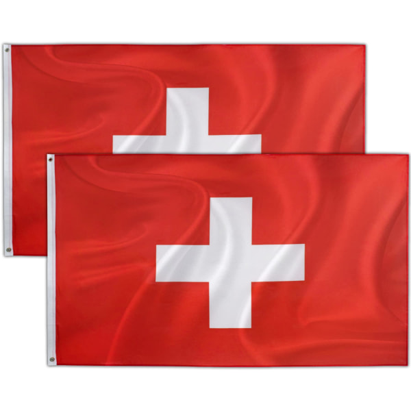 2 st Schweiz flagga 3x5 fot 2022 VM-dekorationer