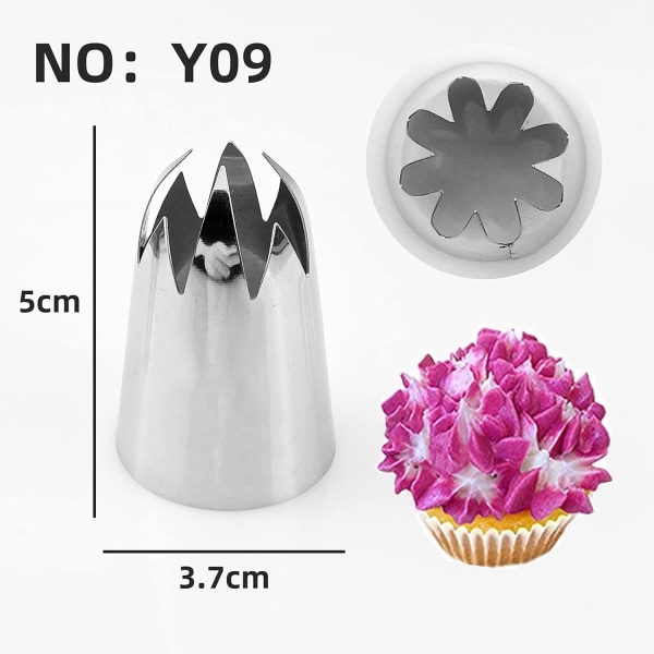 Oversize Rustfrit Stål Rose Blomster Sprøjteposer og Dysesæt - 6 stk Blomsterformede Frosting Dyser