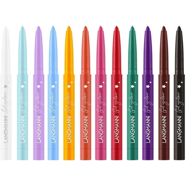 12 Färger Matt Eyeliner Set, Färgglad Regnbåge Neon Eyeliner Penna, Mjuk, Vattentät, Smudgeproof, Långvarig Gel Eyeliner