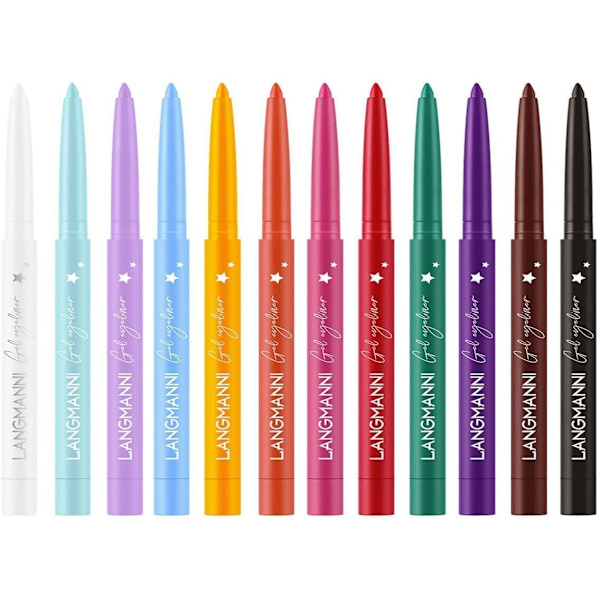 12 Färger Matt Eyeliner Set, Färgglada Regnbågs Neon Eyeliner Pennor, Mjuk Gel Eyeliner, Vattentät, Kladdfri, Långvarig