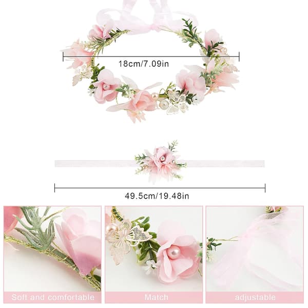 Blomsterkrone Hodebånd, Blomsterhodebånd Hodeplagg Hårbånd Blomsterkrans