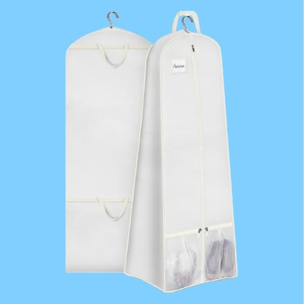 Vikbart dammskydd för bröllopsklänning i non-woven - Förvaringsväska för kläder Vit White 401