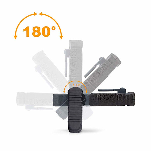 Oppladbar LED arbeidslampe, 5W, krok og magnetisk base (svart)