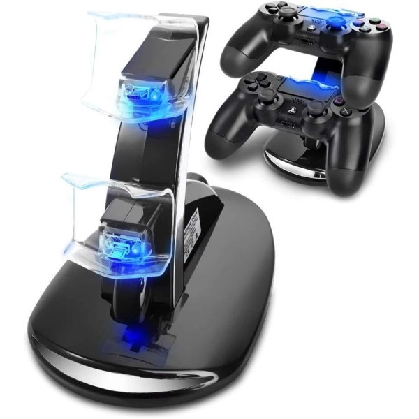 Kontrollerlader Kompatibel med PS4, ZB ZealBoom Playstation 4 Spill Dualshock 4 Dokk Lader Stativ Holder for PS4, PS4 Slim, PS4 Pro Kontroller