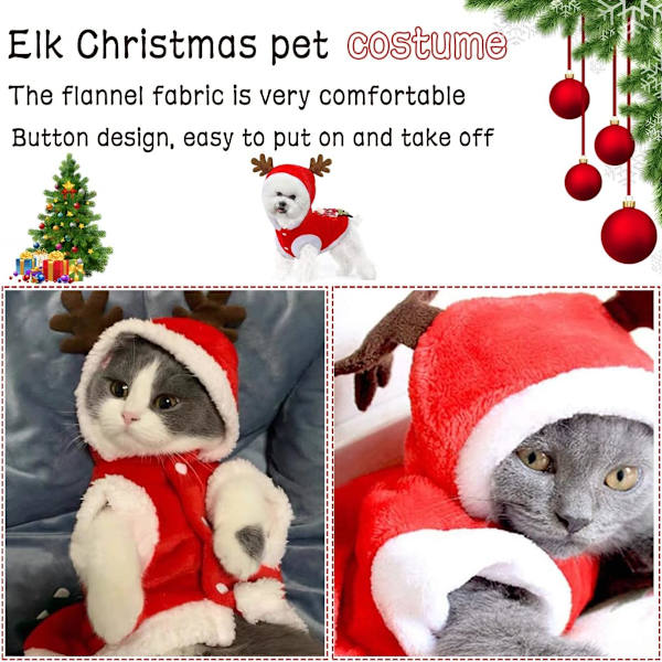 1 stk. Julekostume til hund og kat til små og mellemstore kæledyr (L)