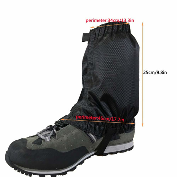 Leg Gaiter Vandtæt Anti-Tear Udendørs Vandring (Sort)