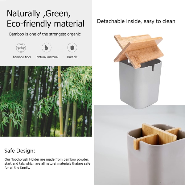Bambu Tandborsthållare Elektrisk Tandborsthållare (Grå)