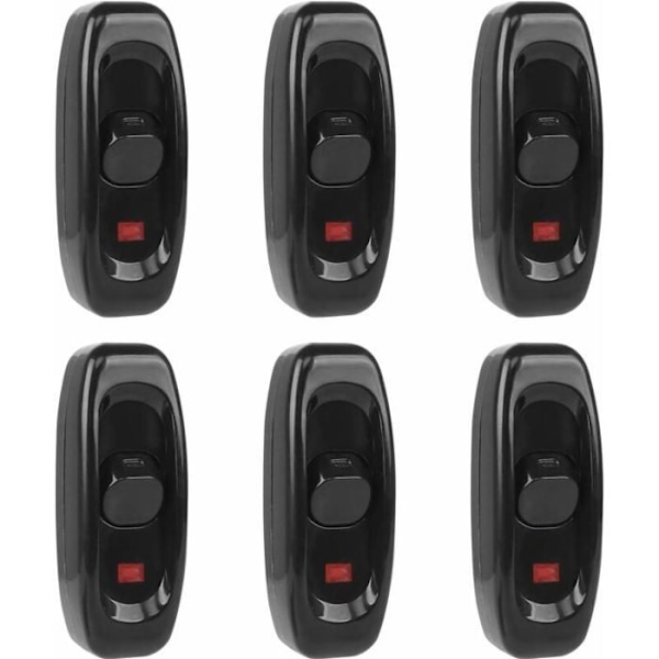 Stk. vippekontakter 250V 10A med LED-indikator Sort Odipie