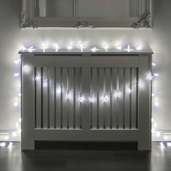 LED Valkoinen Lumihiutale Paristokäyttöinen Sisätilojen Koristevalosarja Joulukuuseen (40 LED)