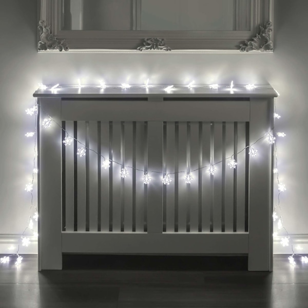 LED Vit Snöflinga Batteridriven Inomhus Ljusslinga Juldekoration Träd (40 LED)