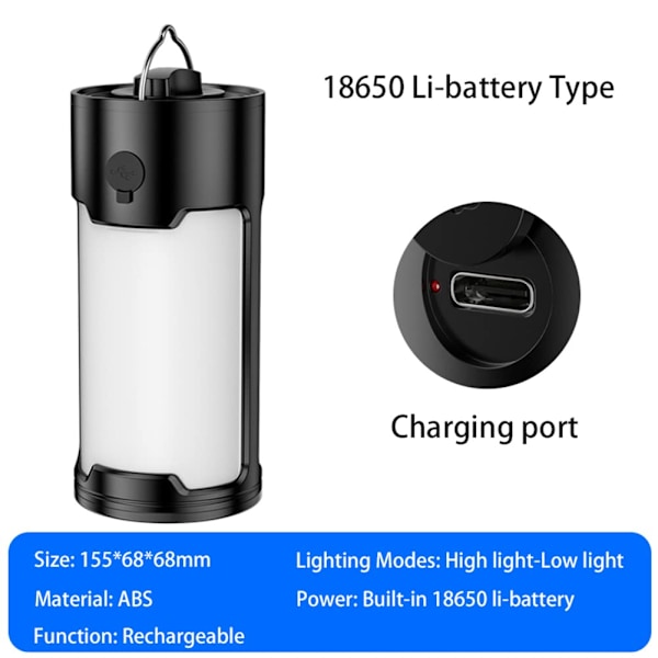 Camping Lykta, Bärbar Utomhus LED, Vattenresistent, 2 Lägen