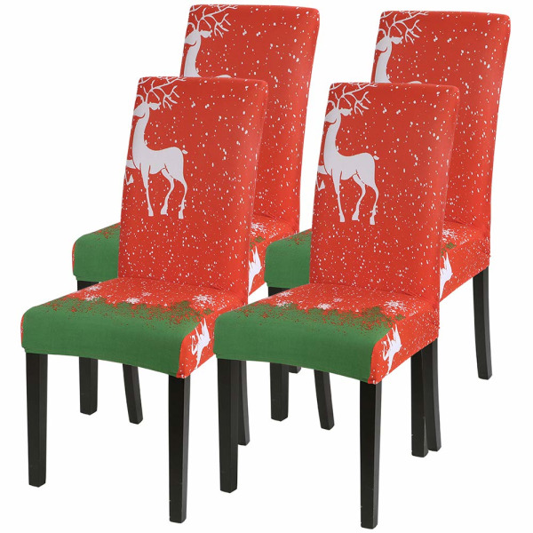 4 PCS Stretch Christmas Chair Cover,Easy to Install and Washable