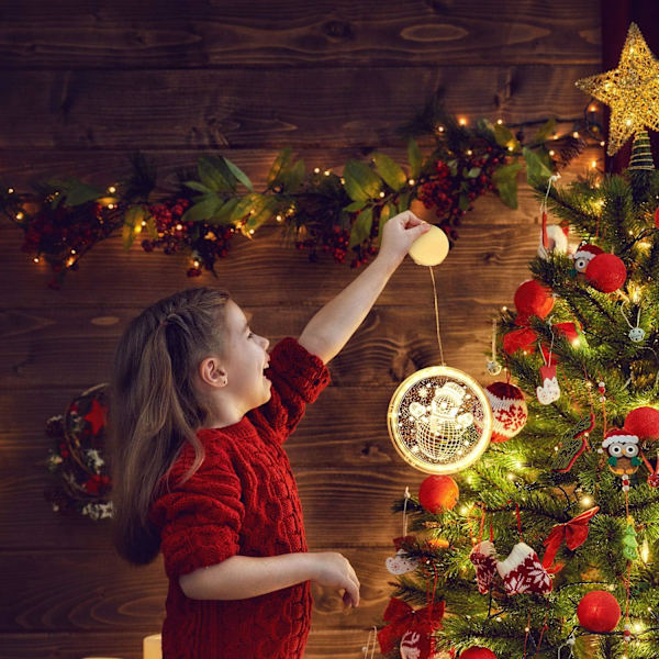 2 stycken jul fönsterljus dekorationer batteridrivna LED 3D hängande jul dekorativa ljus