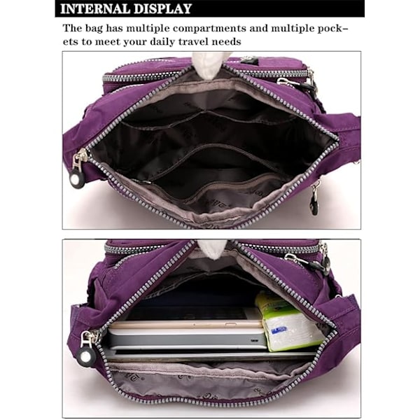 Dametasker med flere lommer, afslappet crossbody taske, rejsetaske, messenger taske til shopping, vandreture, daglig brug