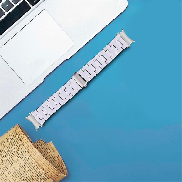 Til Samsung Galaxy Watch 5 40mm / 44mm / Watch 5 Pro 45mm Resin Watch Band Rustfrit Stål Spænde Rem Armbånd, Hvid