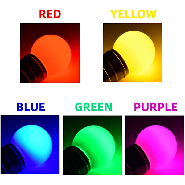 10-pack B22 2W LED-lampor, färgade, energieffektiva