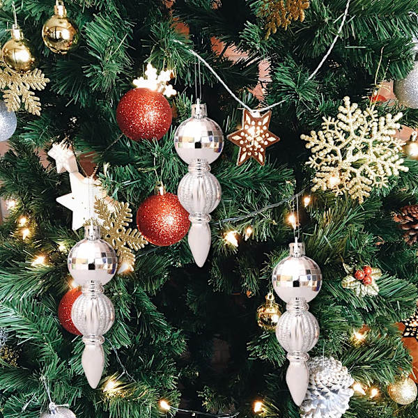6 stycken julgranskulor långa prydnadskulor