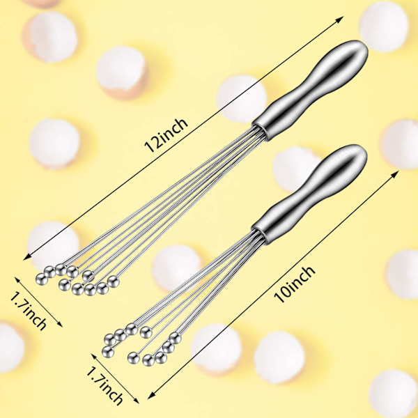 2 stk. Mini-piskeris i rustfrit stål, 10 tommer og 12 tommer