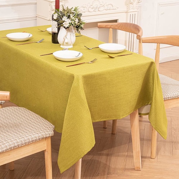 Vattenavvisande Tvättbar Rektangulär Bordsduk i Faux Linne 55x55 Tum, Fruktgrön Fruit Green