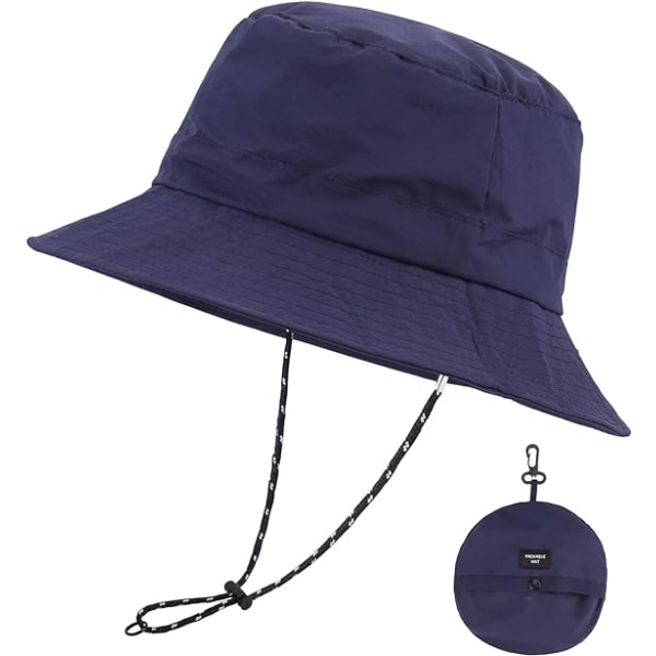 Solhatt for menn Dame Sommer UPF 50+ Boonie-hatt Sammenleggbar utendørs vanntett bøttehatt med bred kant