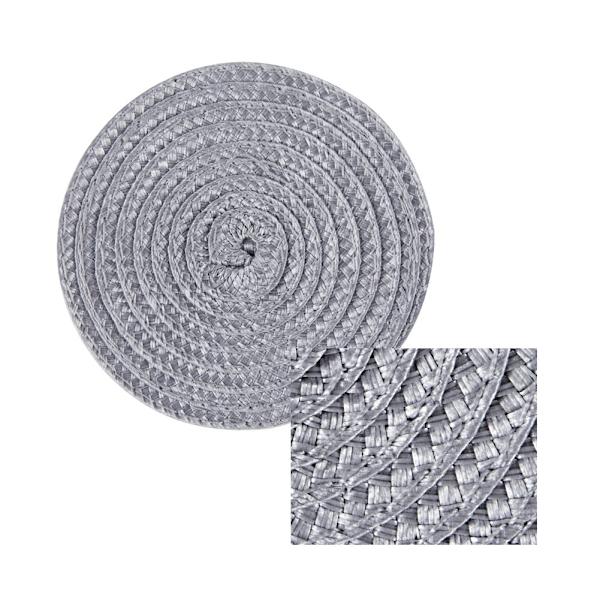 Set med 6 runda placemats och underlägg (grå)